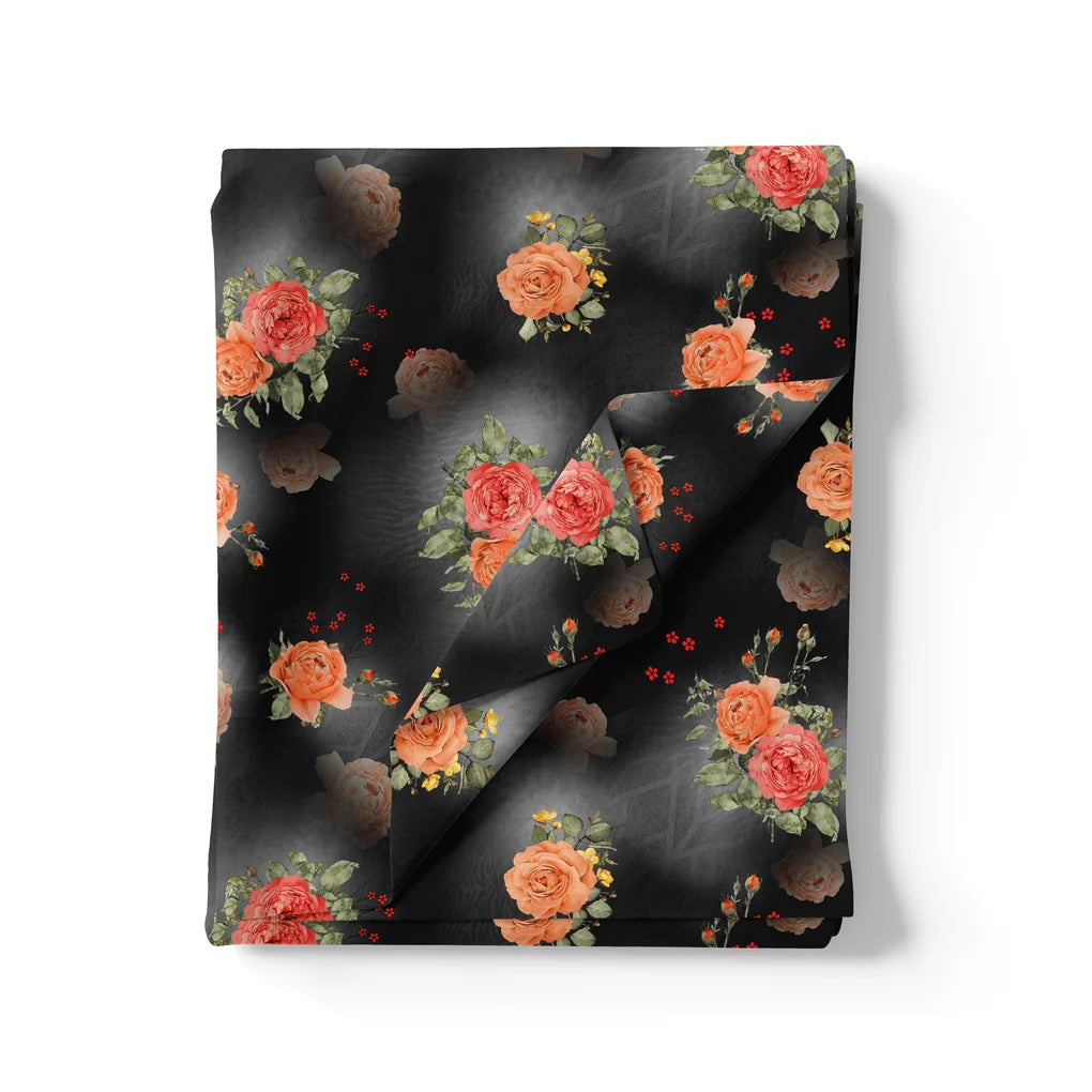 Most Trending Oranges With Red Rose Digital Printed Fabric – js 0 ta08904p2 110 most trending oranges with red rose digital printed fabric 3
