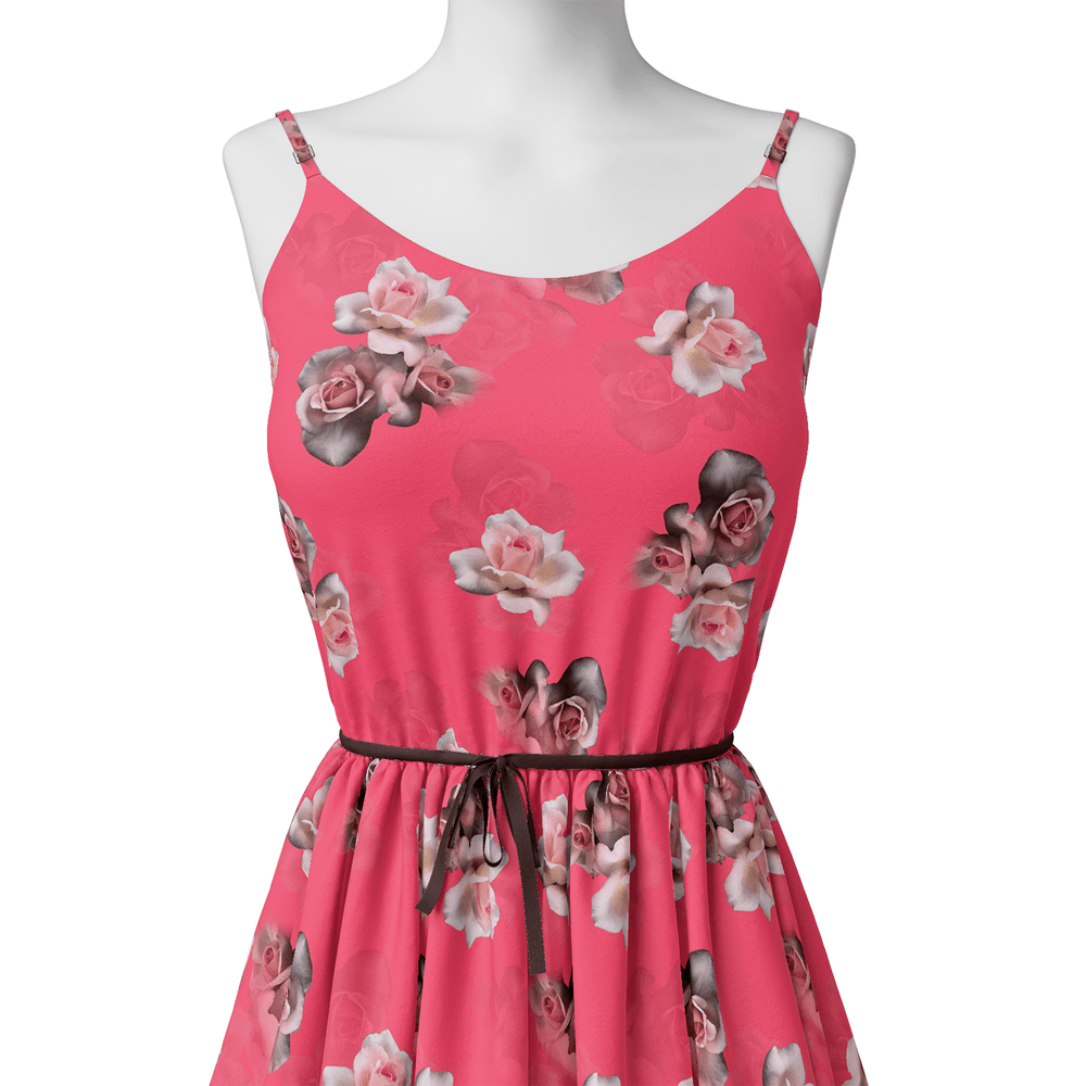 Pinkish Background With Valvet Roses Digital Printed Fabric - Japan Satin - FAB VOGUE Studio®