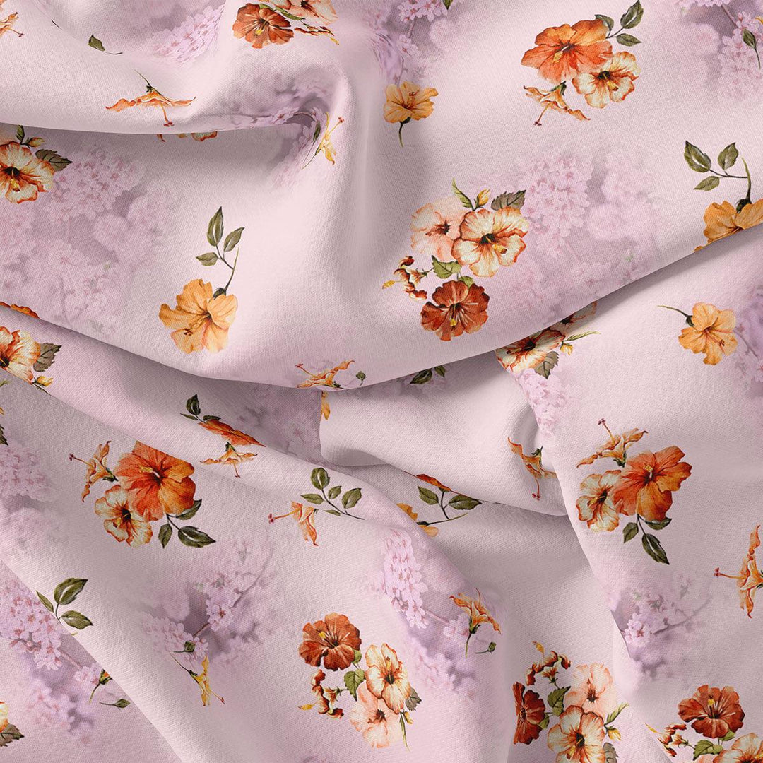 Light Purple Flower Japan Satin Printed Fabric - FAB VOGUE Studio®