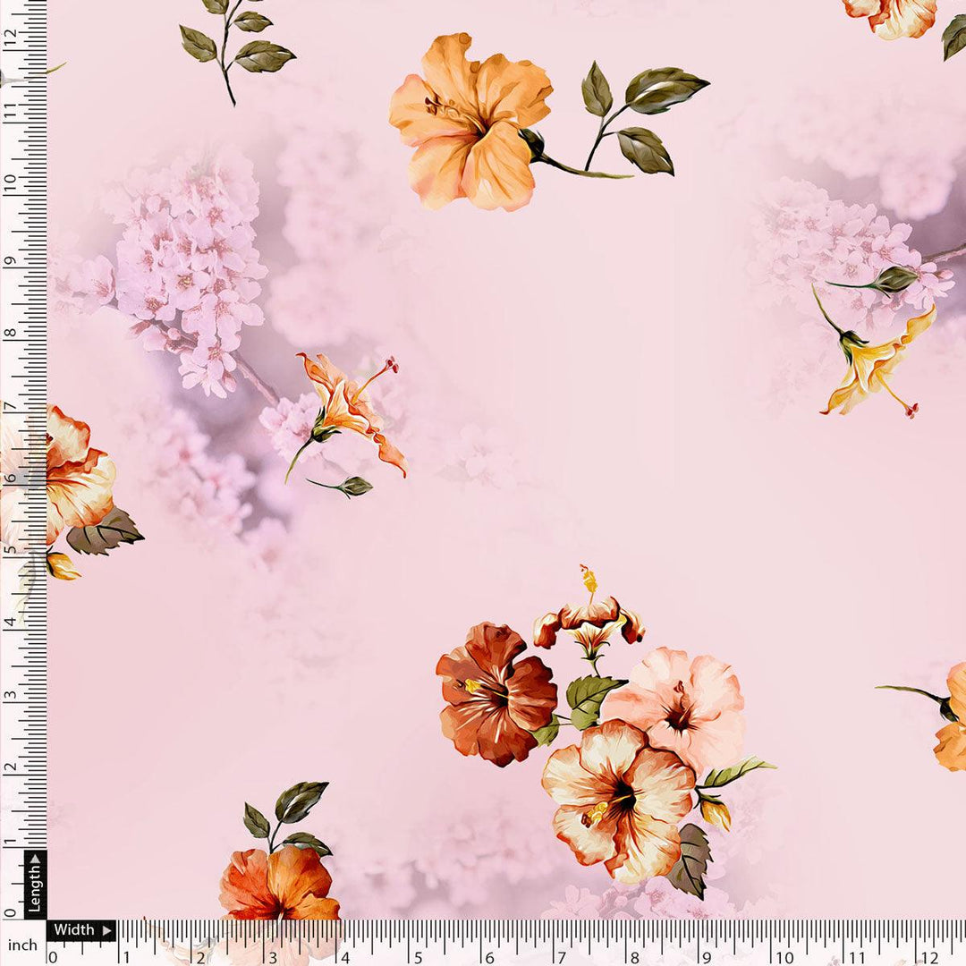 Light Purple Flower Japan Satin Printed Fabric - FAB VOGUE Studio®
