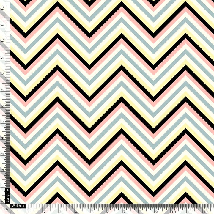Trending Multicolor Zigzag Digital Printed Fabric - FAB VOGUE Studio®