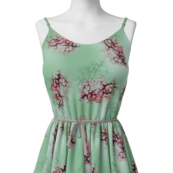 Green Pista Flower Japan Satin Printed Fabric – js 0 ta08997 110 green pista flower japan satin printed fabric 2 - alternate view