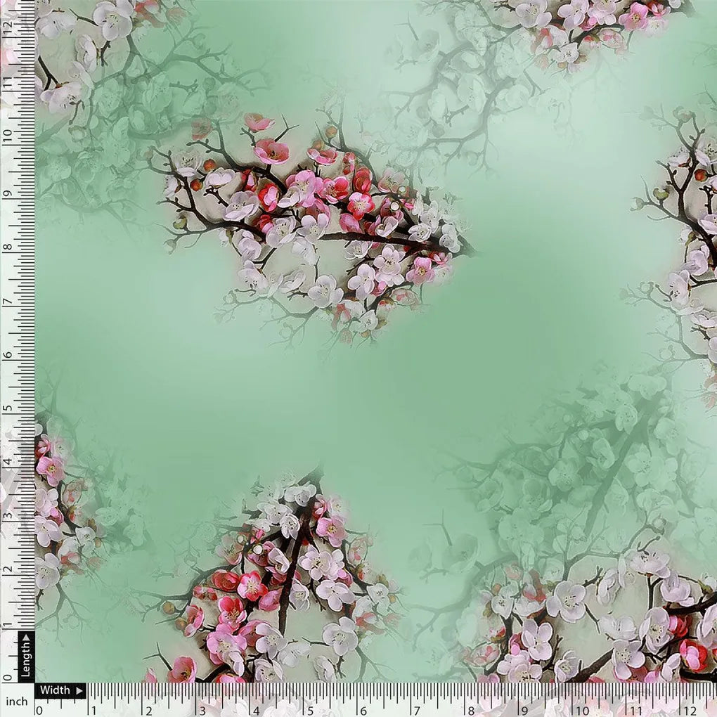 Green Pista Flower Japan Satin Printed Fabric – js 0 ta08997 110 green pista flower japan satin printed fabric 5