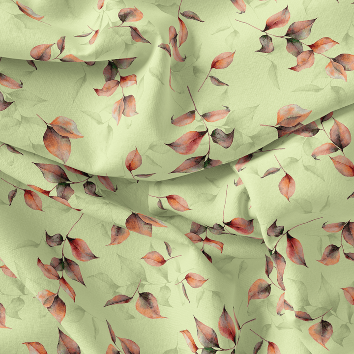 Attractive Orange Gradient Leaves Digital Printed Fabric - FAB VOGUE Studio®