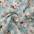 White Orchids Flower With Blue Background Digital Printed Fabric – js 0 ta09172p8 110 white orchids flower with blue background digital printed fabric 1