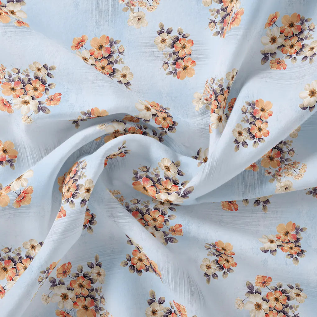 Tiny White And Orange Jasmin Flower Digital Printed Fabric – js 0 ta09180pc 110 tiny white and orange jasmin flower digital printed fabric 1