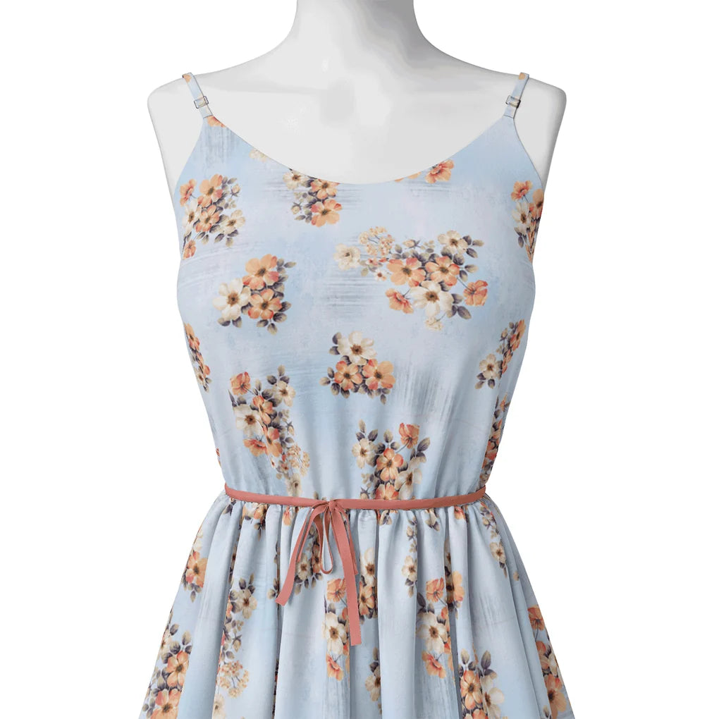 Tiny White And Orange Jasmin Flower Digital Printed Fabric – js 0 ta09180pc 110 tiny white and orange jasmin flower digital printed fabric 2