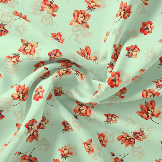 Seamless Watercolour Flower Art Digital Printed Fabric - Japan Satin - FAB VOGUE Studio®