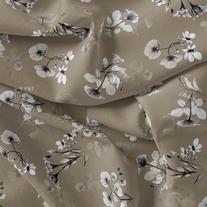 Morden Paint Of Leaves With Flower Digital Printed Fabric - FAB VOGUE Studio®