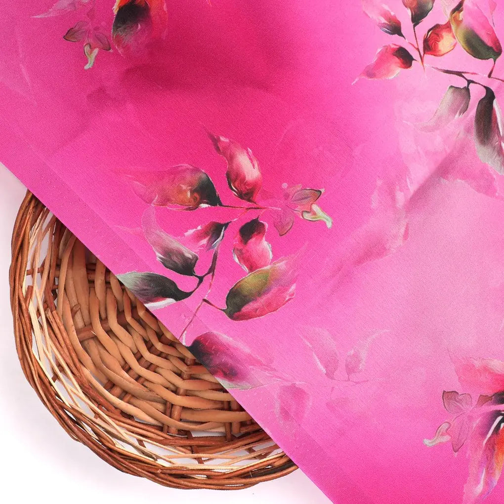 Tiny Silver Leaves With Pink Background Digital Printed Fabric - Japan Satin – js 0 ta09299p5 110 tiny silver leaves with pink background digital printed fabric japan satin 2