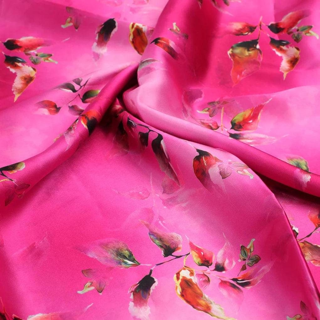 Tiny Silver Leaves With Pink Background Digital Printed Fabric - Japan Satin – js 0 ta09299p5 110 tiny silver leaves with pink background digital printed fabric japan satin 3