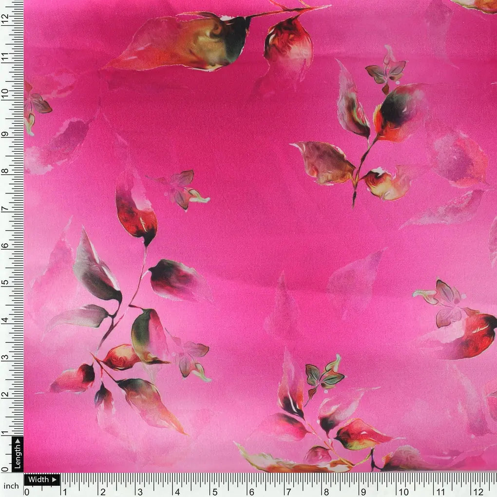 Tiny Silver Leaves With Pink Background Digital Printed Fabric - Japan Satin – js 0 ta09299p5 110 tiny silver leaves with pink background digital printed fabric japan satin 4