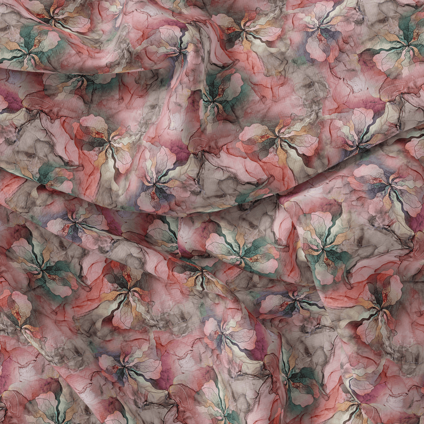 Watercolour Marigold Flower Digital Printed Fabric - FAB VOGUE Studio®
