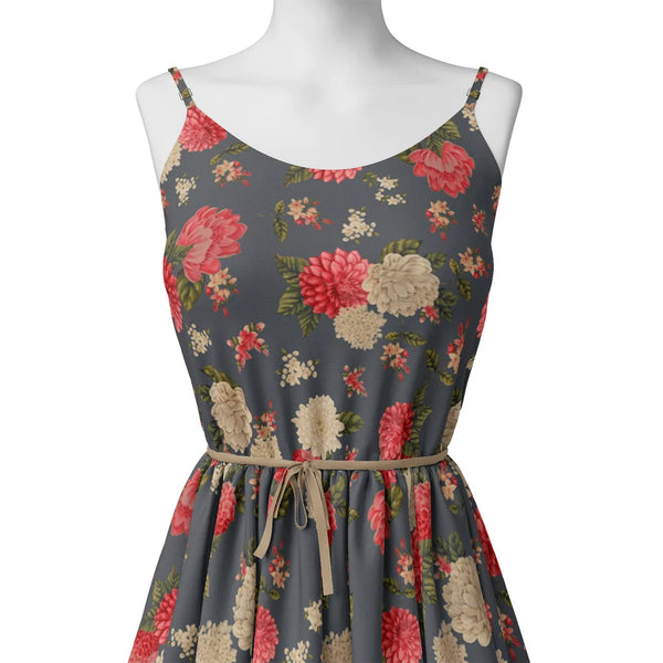 Beautiful Dahlia Red And Gray Flower Digital Printed Fabric – js 0 ta09436p7 110 beautiful dahlia red and gray flower digital printed fabric 2 - alternate view