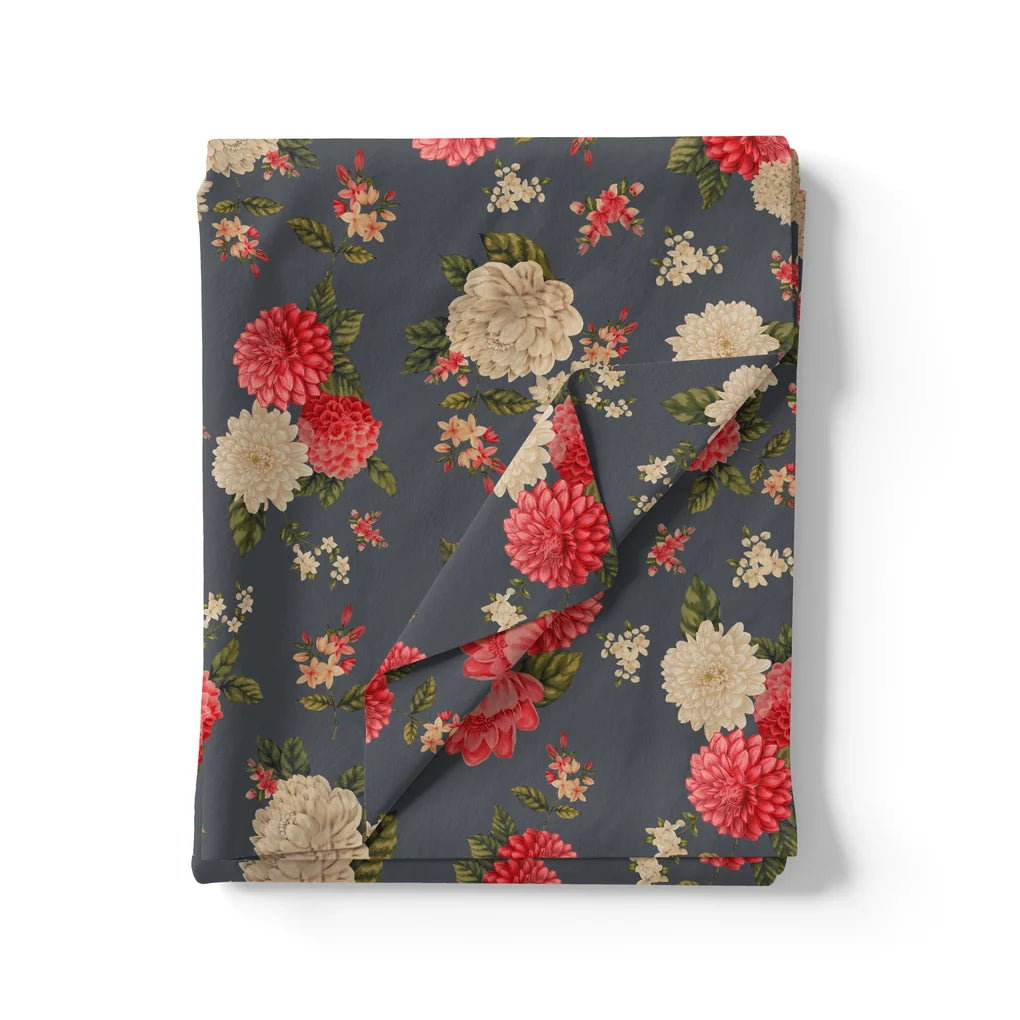 Beautiful Dahlia Red And Gray Flower Digital Printed Fabric – js 0 ta09436p7 110 beautiful dahlia red and gray flower digital printed fabric 3