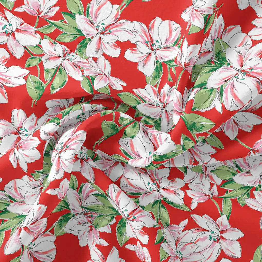 Watercolour Orchid Flower With Green Leaves Digital Printed Fabric – js 0 ta09455p2 110 watercolour orchid flower with green leaves digital printed fabric 1