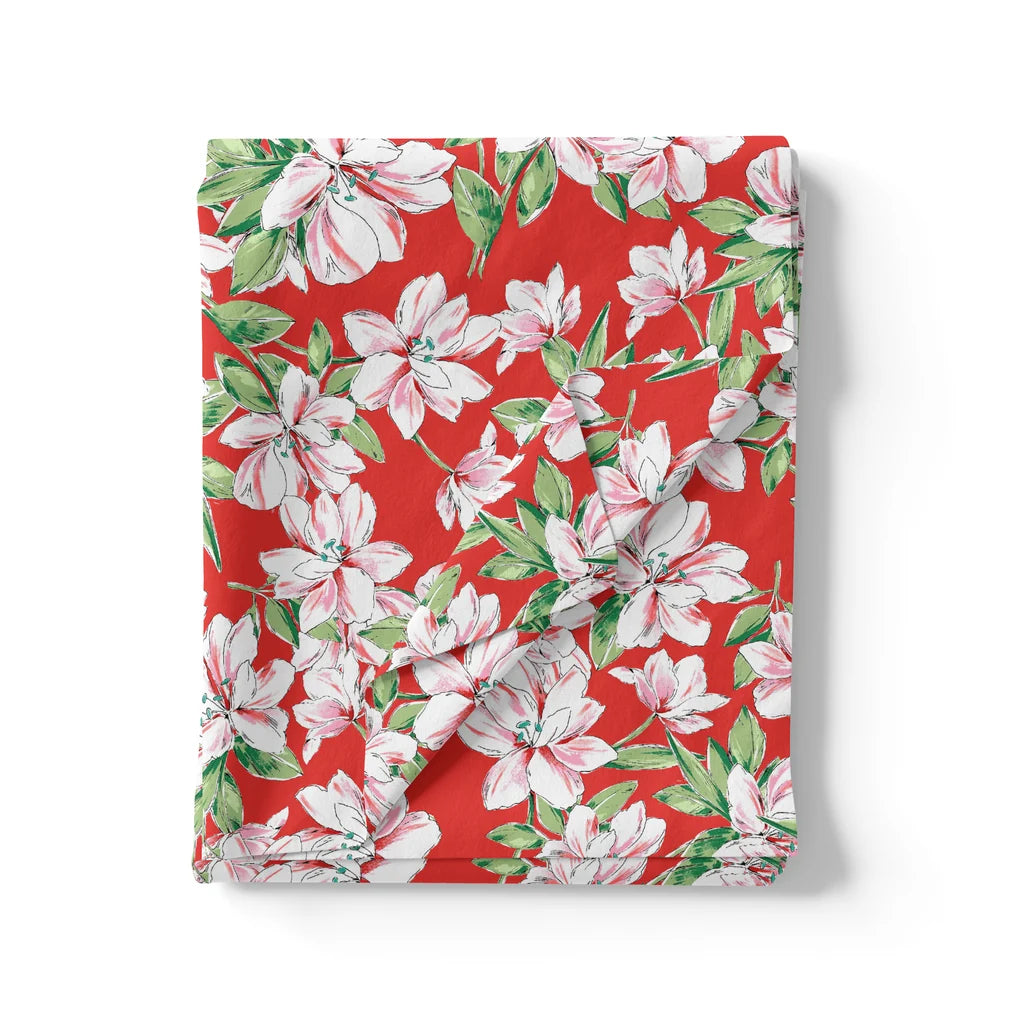 Watercolour Orchid Flower With Green Leaves Digital Printed Fabric – js 0 ta09455p2 110 watercolour orchid flower with green leaves digital printed fabric 3