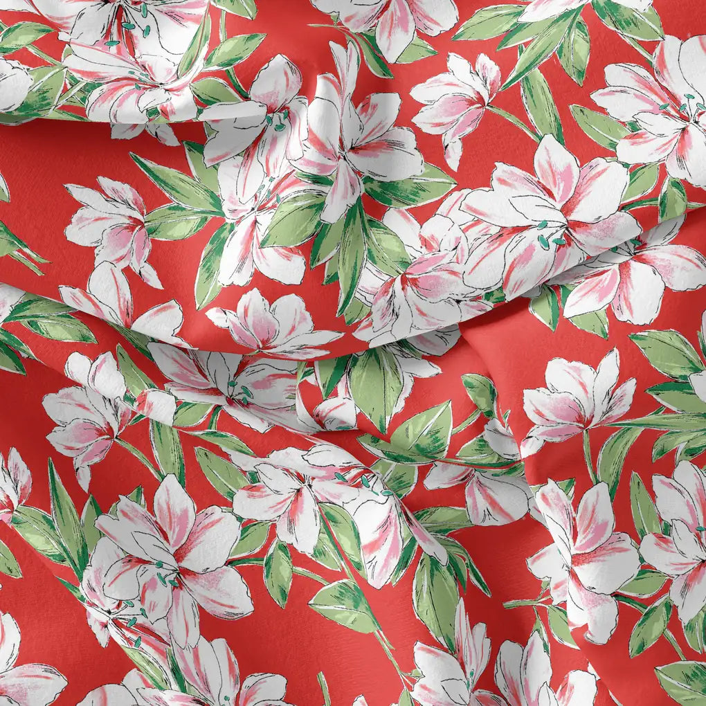 Watercolour Orchid Flower With Green Leaves Digital Printed Fabric – js 0 ta09455p2 110 watercolour orchid flower with green leaves digital printed fabric 4