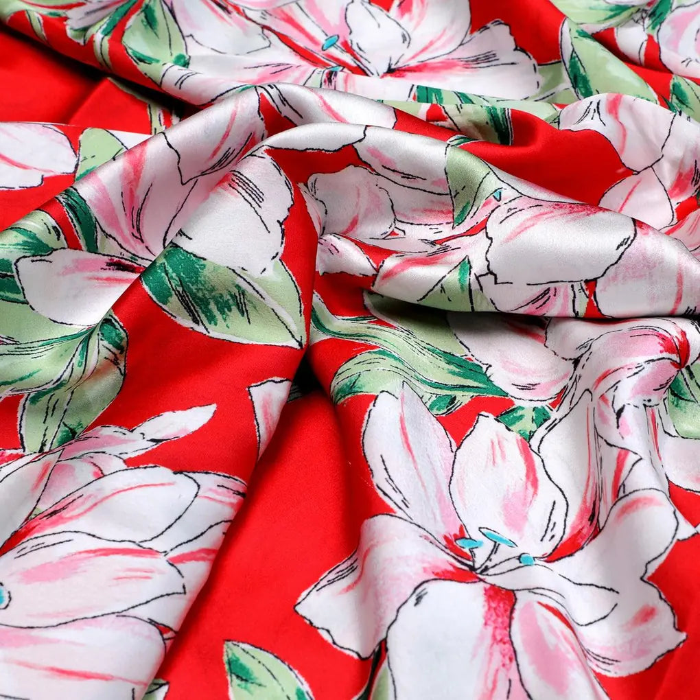 Watercolour Orchid Flower With Green Leaves Digital Printed Fabric - Japan Satin – js 0 ta09455p2 110 watercolour orchid flower with green leaves digital printed fabric japan satin 3