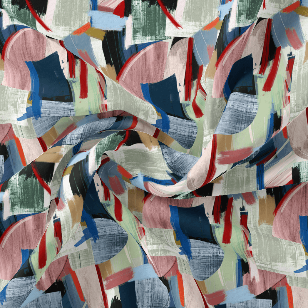 Abstract Multicolour Art Shape Digital Printed Fabric - FAB VOGUE Studio®