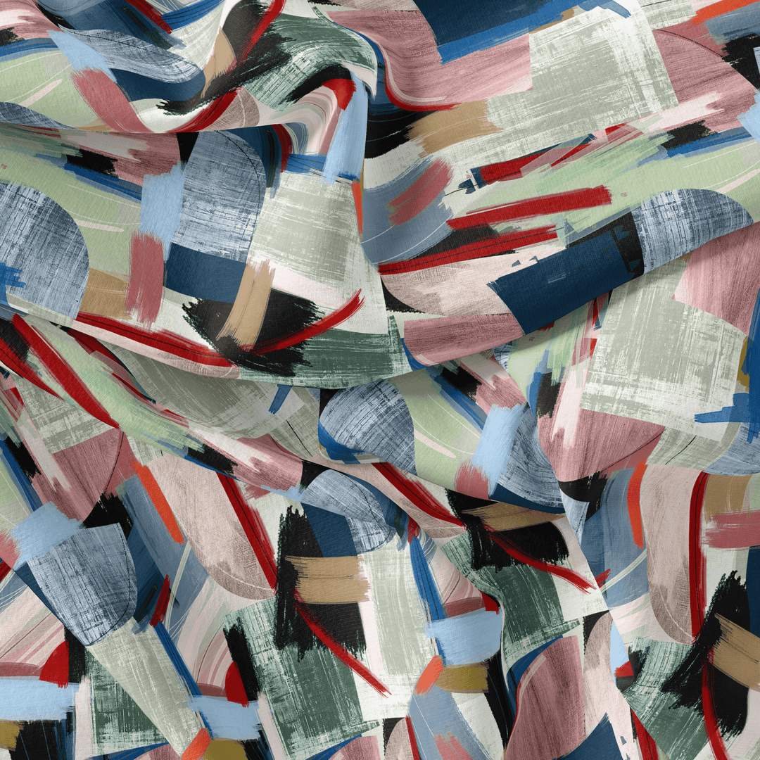 Abstract Multicolour Art Shape Digital Printed Fabric - FAB VOGUE Studio®
