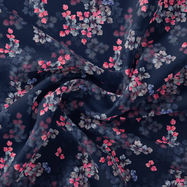Pink And Gray Leaves With Blue Background Digital Printed Fabric – js 0 ta09484p8 110 pink and gray leaves with blue background digital printed fabric 1