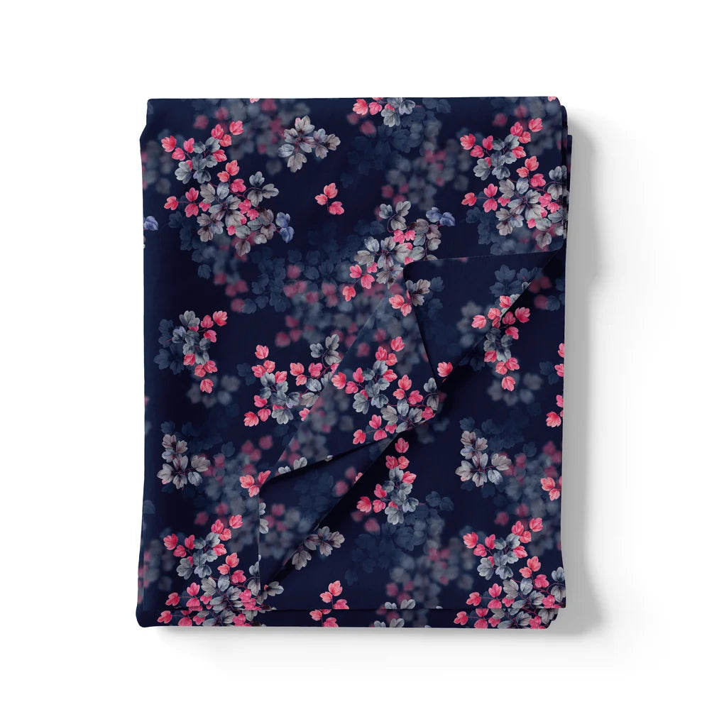 Pink And Gray Leaves With Blue Background Digital Printed Fabric – js 0 ta09484p8 110 pink and gray leaves with blue background digital printed fabric 3