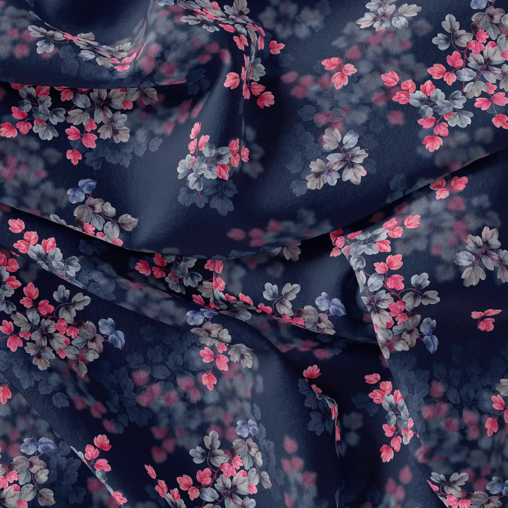 Pink And Gray Leaves With Blue Background Digital Printed Fabric – js 0 ta09484p8 110 pink and gray leaves with blue background digital printed fabric 4