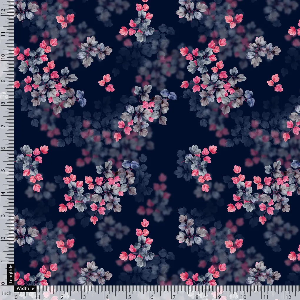 Pink And Gray Leaves With Blue Background Digital Printed Fabric – js 0 ta09484p8 110 pink and gray leaves with blue background digital printed fabric 5