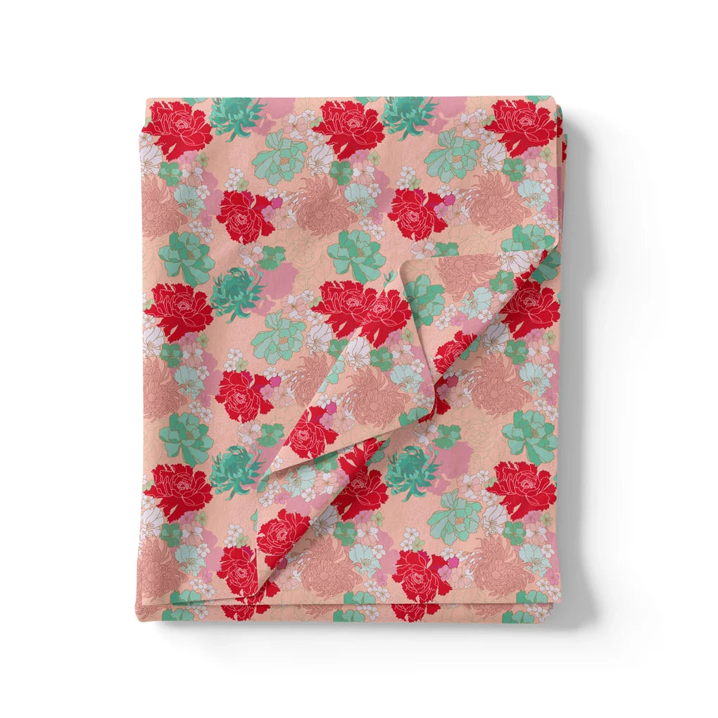 Seamless Red And Pista Roses With Geranium Flower Digital Printed Fabric – js 0 ta09487pc 110 seamless red and pista roses with geranium flower digital printed fabric 3