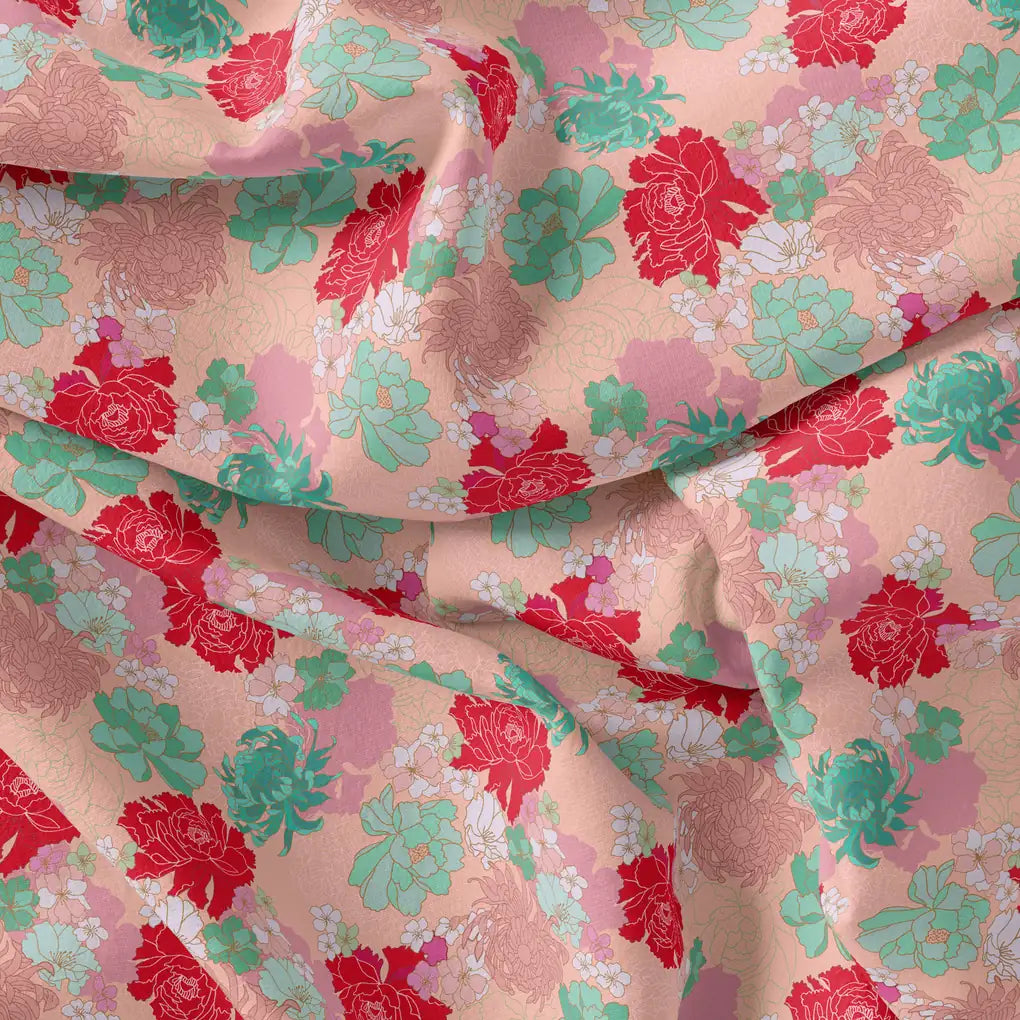Seamless Red And Pista Roses With Geranium Flower Digital Printed Fabric – js 0 ta09487pc 110 seamless red and pista roses with geranium flower digital printed fabric 4