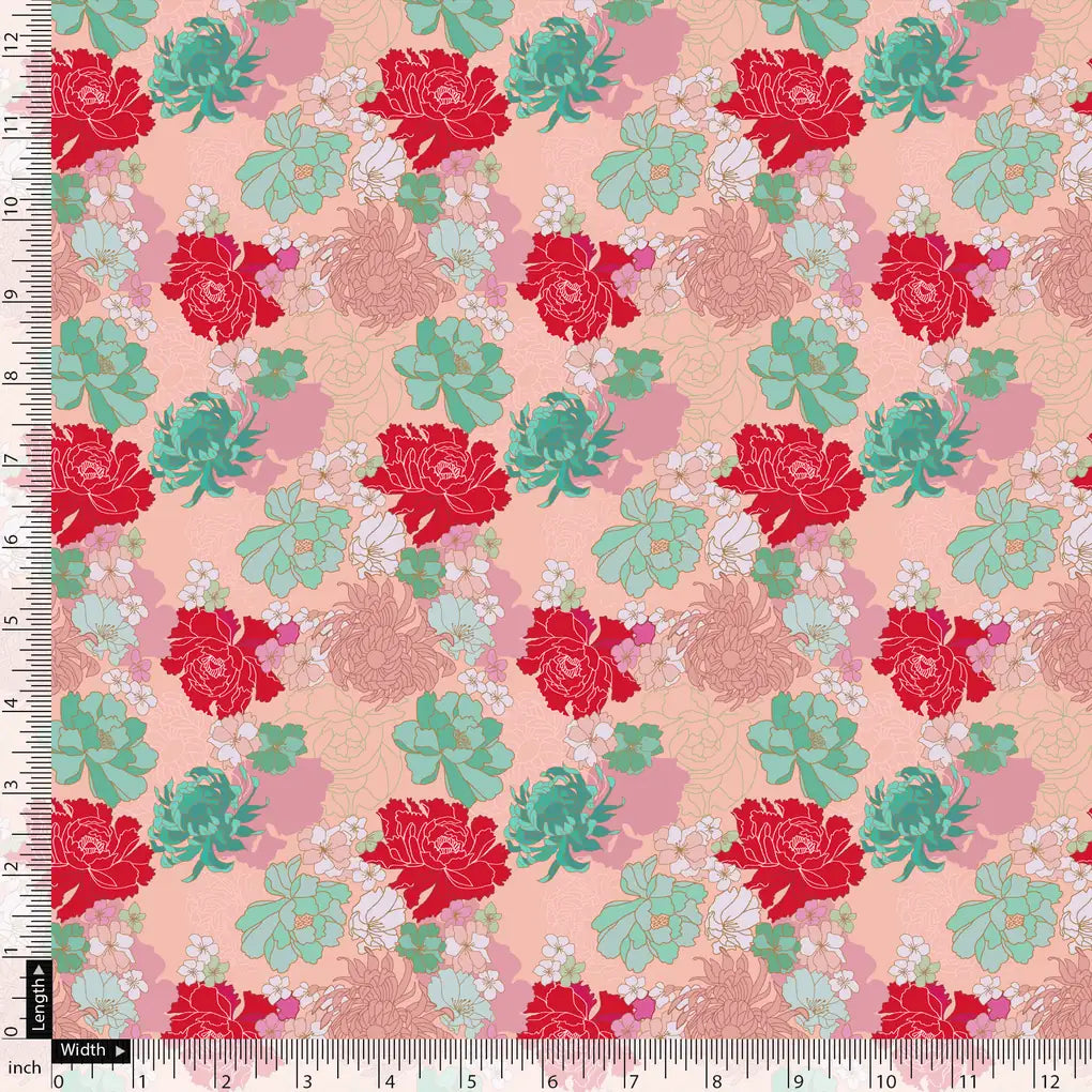 Seamless Red And Pista Roses With Geranium Flower Digital Printed Fabric – js 0 ta09487pc 110 seamless red and pista roses with geranium flower digital printed fabric 5