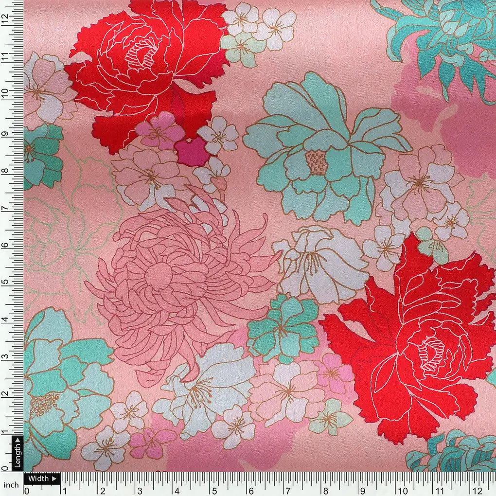Seamless Red And Pista Roses With Geranium Flower Digital Printed Fabric - Japan Satin – js 0 ta09487pc 110 seamless red and pista roses with geranium flower digital printed fabric japan satin 4