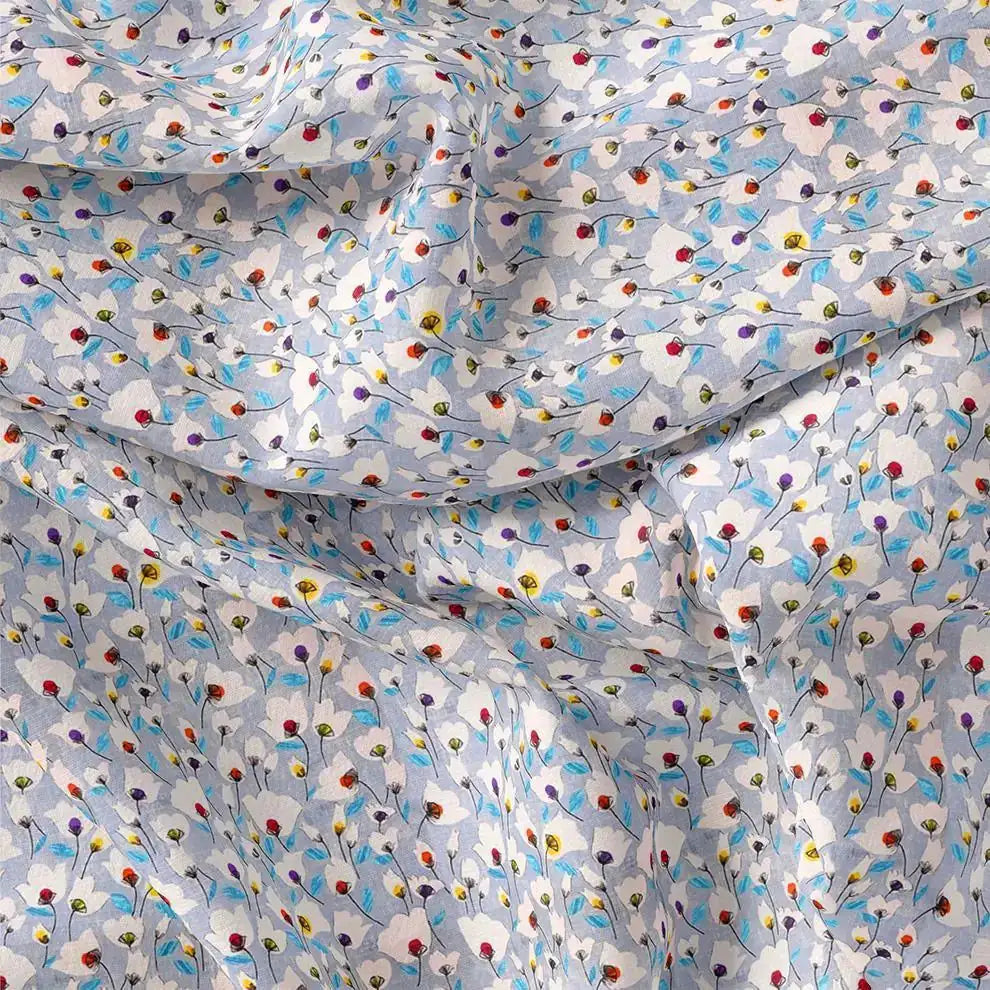 Winter White Flower Print Digital Printed Fabric  - Japan Satin – js 0 ta0953 110 winter white flower print digital printed fabric japan satin 1