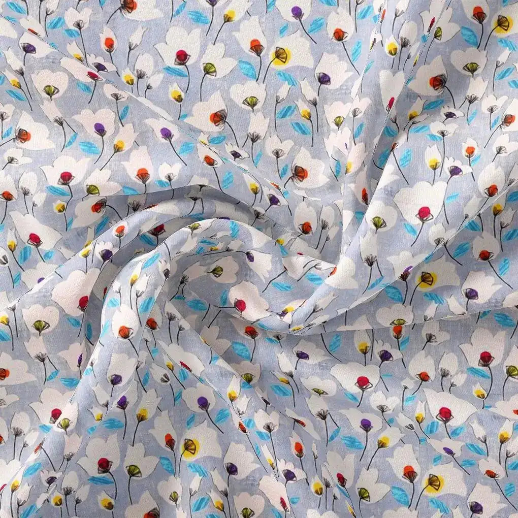 Winter White Flower Print Digital Printed Fabric  - Japan Satin – js 0 ta0953 110 winter white flower print digital printed fabric japan satin 3