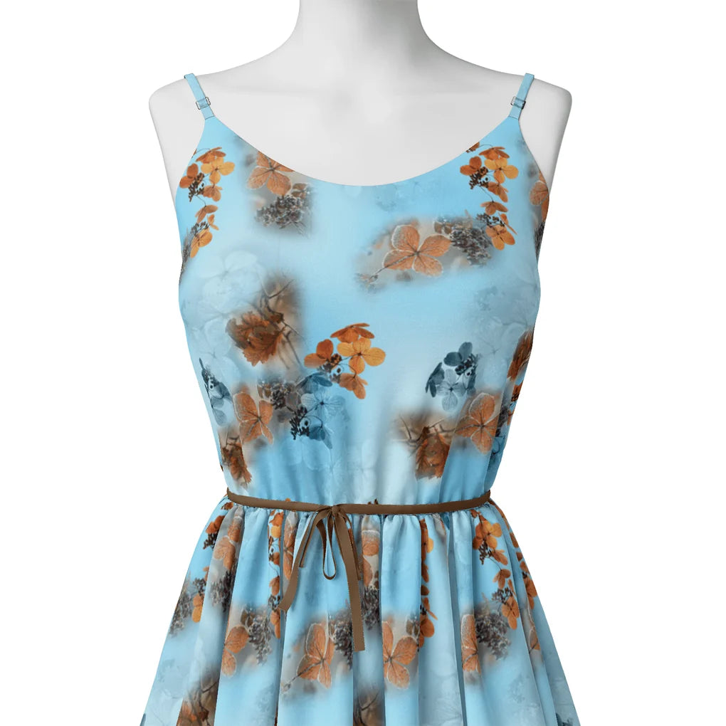 Golden Periwinkle With Blue Floral Digital Printed Fabric – js 0 ta09548c 110 golden periwinkle with blue floral digital printed fabric 3