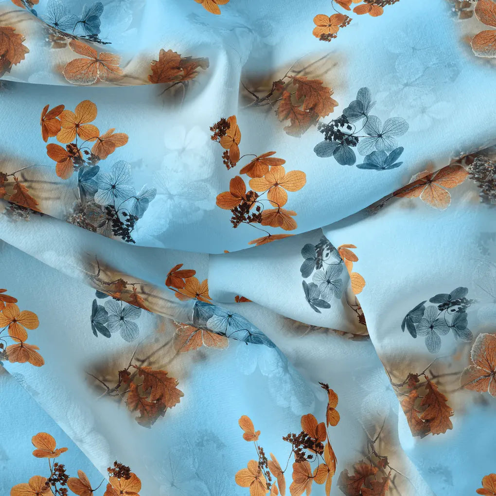 Golden Periwinkle With Blue Floral Digital Printed Fabric - Japan Satin – js 0 ta09548c 110 golden periwinkle with blue floral digital printed fabric japan satin 5