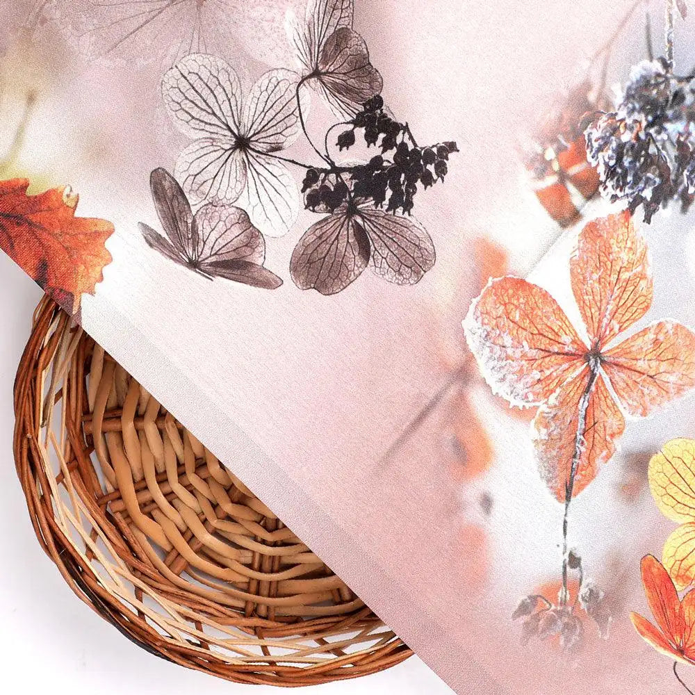 Morden Periwinkle Floral Flowers With Gray Leaves Digital Printed Fabric - Japan Satin – js 0 ta09548pc 110 morden periwinkle floral flowers with gray leaves digital printed fabric japan satin 2