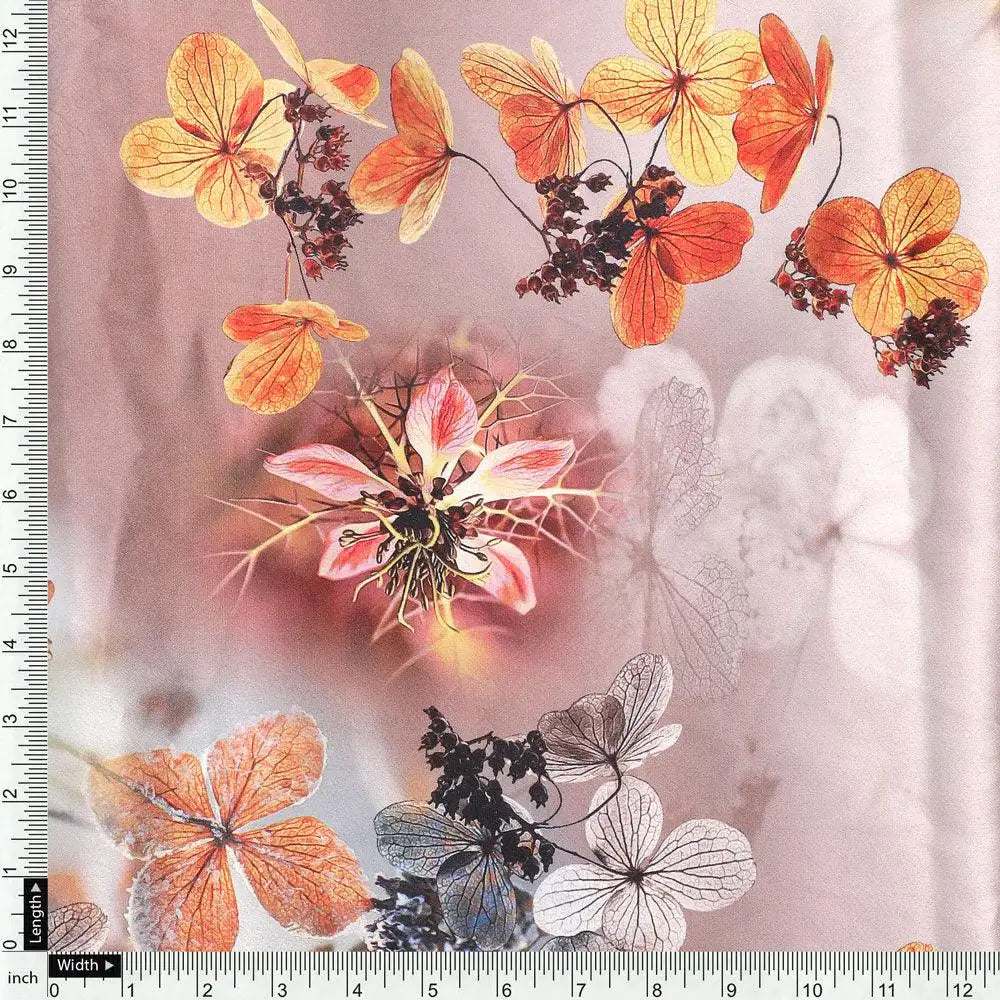 Morden Periwinkle Floral Flowers With Gray Leaves Digital Printed Fabric - Japan Satin – js 0 ta09548pc 110 morden periwinkle floral flowers with gray leaves digital printed fabric japan satin 4