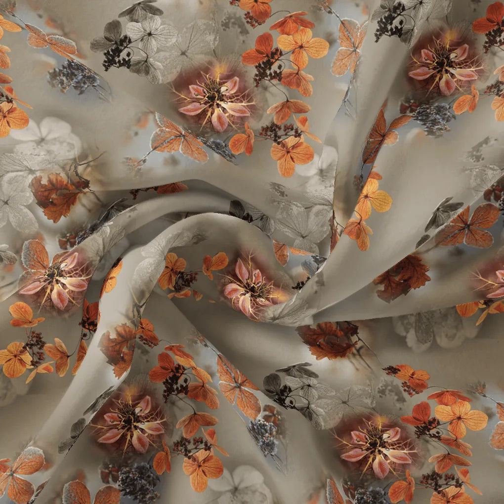 Morden Periwinkle Floral Flower With Gray Leaves Digital Printed Fabric – js 0 ta09548pd 110 morden periwinkle floral flower with gray leaves digital printed fabric 1