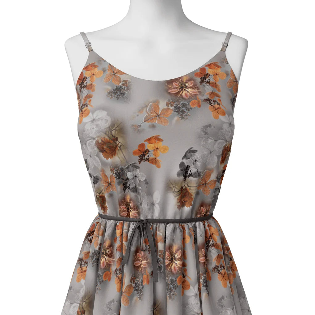 Decorative  Periwinkle Floral Flower With Gray Digital Printed Fabric – js 0 ta09548pe 110 decorative periwinkle floral flower with gray digital printed fabric 2