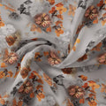 Decorative  Periwinkle Floral Flower With Gray Digital Printed Fabric - Japan Satin – js 0 ta09548pe 110 decorative periwinkle floral flower with gray digital printed fabric japan satin 1