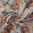Decorative  Periwinkle Floral Flower With Gray Digital Printed Fabric - Japan Satin – js 0 ta09548pe 110 decorative periwinkle floral flower with gray digital printed fabric japan satin 1