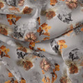 Decorative  Periwinkle Floral Flower With Gray Digital Printed Fabric - Japan Satin – js 0 ta09548pe 110 decorative periwinkle floral flower with gray digital printed fabric japan satin 4