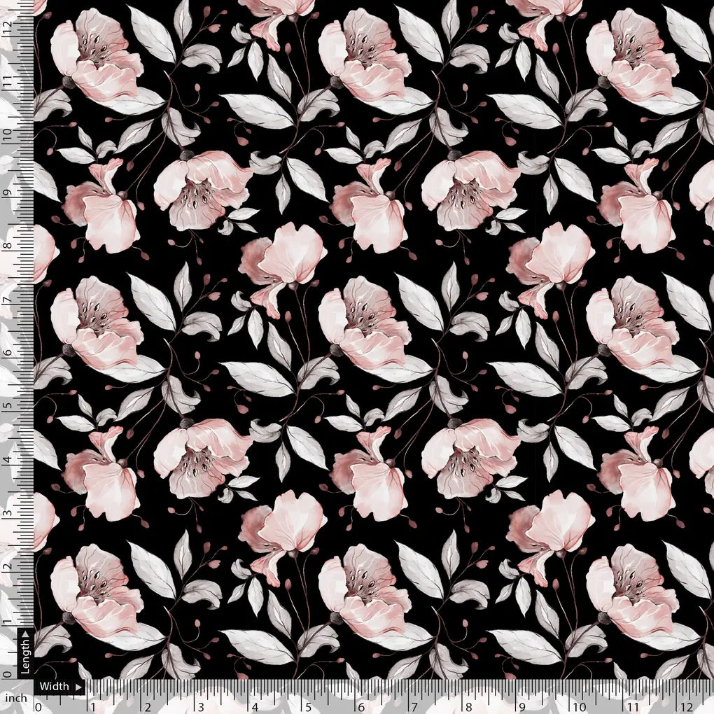 Beautiful Baby Pink Roses With Gray Leaves Digital Printed Fabric – js 0 ta09552p1 110 beautiful baby pink roses with gray leaves digital printed fabric 5