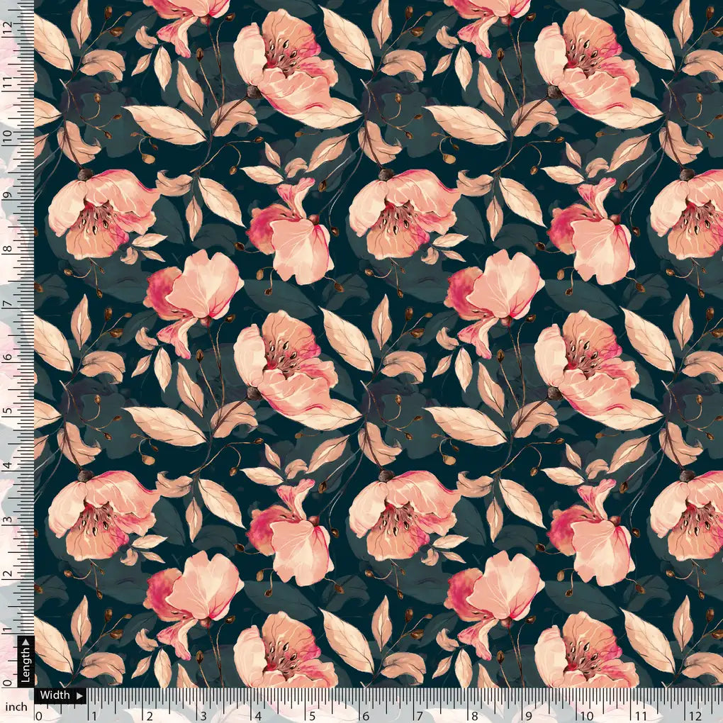 Garden Snowdrop Flower With Cherry Blossom Digital Printed Fabric - Japan Satin – js 0 ta09552pa 110 garden snowdrop flower with cherry blossom digital printed fabric japan satin 5