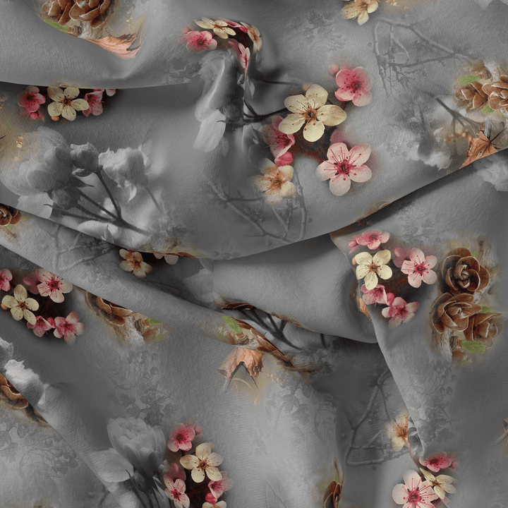 Beautiful Daffodil Flower With Vintage Background Digital Printed Fabric - FAB VOGUE Studio®