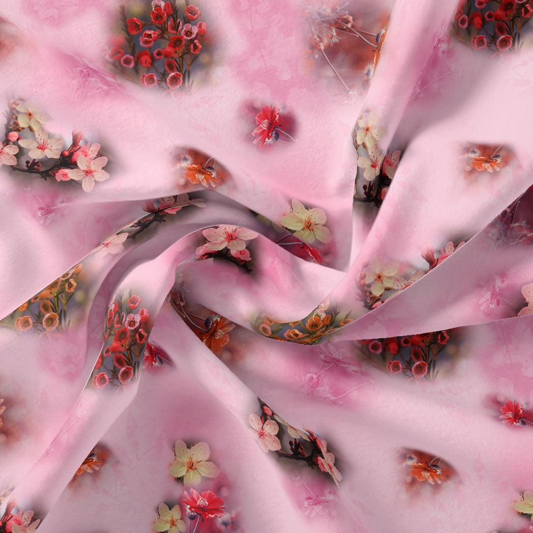 Attractive Jasmin Pink Flower With Orange Rose Digital Printed Fabric – js 0 ta09555c 110 attractive jasmin pink flower with orange rose digital printed fabric 1