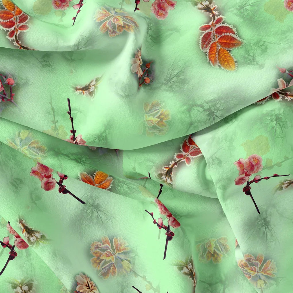 Beautiful Pink Floral With Red Leaves Digital Printed Fabric – js 0 ta09556c 110 beautiful pink floral with red leaves digital printed fabric 4