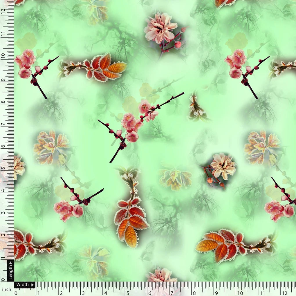 Beautiful Pink Floral With Red Leaves Digital Printed Fabric – js 0 ta09556c 110 beautiful pink floral with red leaves digital printed fabric 5